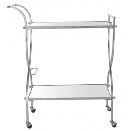 Safavieh Lucretius Bar Cart- Silver and Mirror Top - 32 x 18 x 30 in. FOX2556A